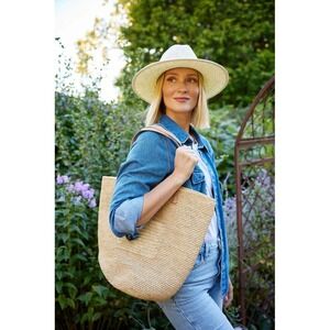 Hat Attack NWT Nat Raffia Tote Beach Bag